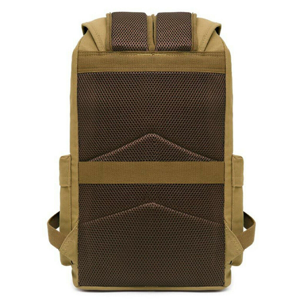 Mens Casual Canvas Backpack Travel School Bag Large Capacity Rucksack Khaki