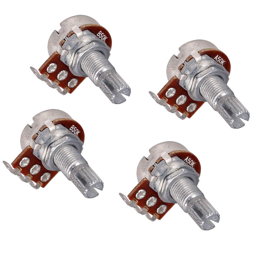 4 Pieces A50K/B50K Long Split Shaft Audio Taper Low Friction Potentiometers