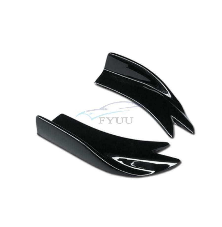 2 Pieces Glossy Black Car Rear Bumper Rear Lip Wrap Angle Splitters With Screws