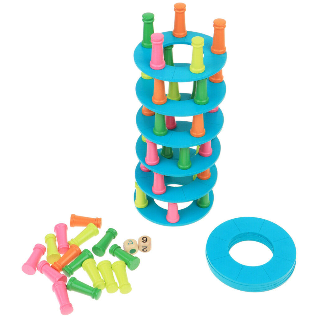 Colored Stacking Game Wooden Building Blocks Tower Board Games for Kids Adults,