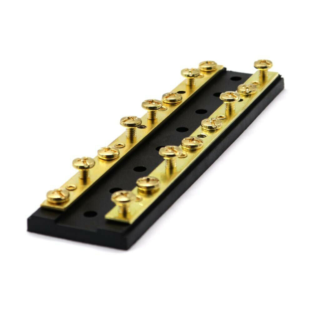 60A DC 32V Dual Brass Bus Bar Power Distribution Block with 16 Terminals