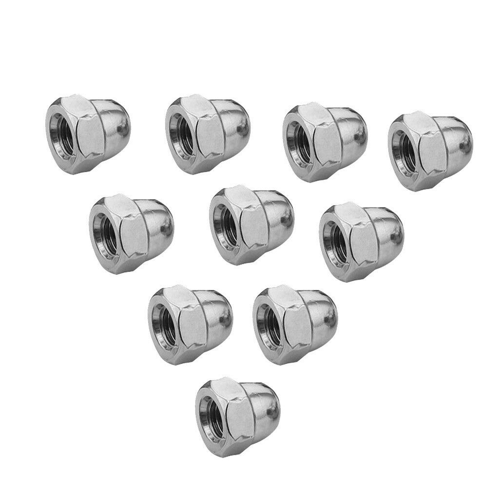 10Pcs Stainless Steel Dome   Hex Nuts Metric Bolt Screws Lock Fastener M6