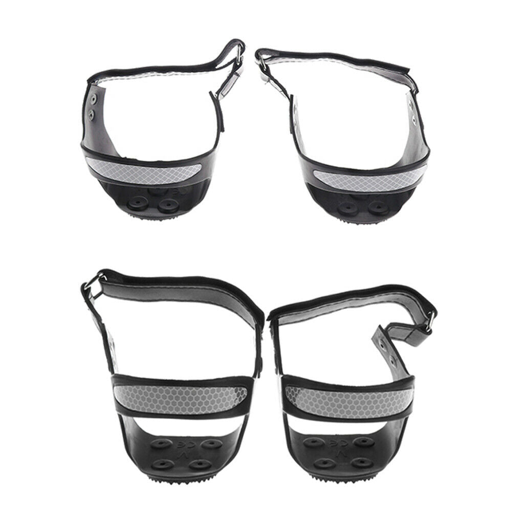 2 Pairs Lightweight Ice Grippers Walking Traction Cleats Crampons 5 Teeth