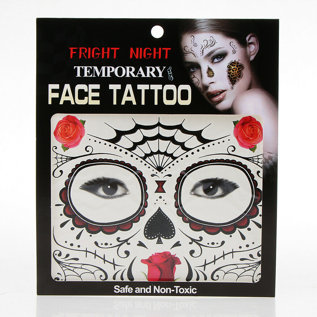 Halloween Waterproof Temporary Eye Tattoo Face Stickers Kit Red design 4
