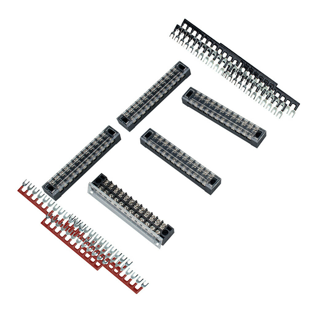 5x Double Row 12 Position Screw Locking Terminal Blocks