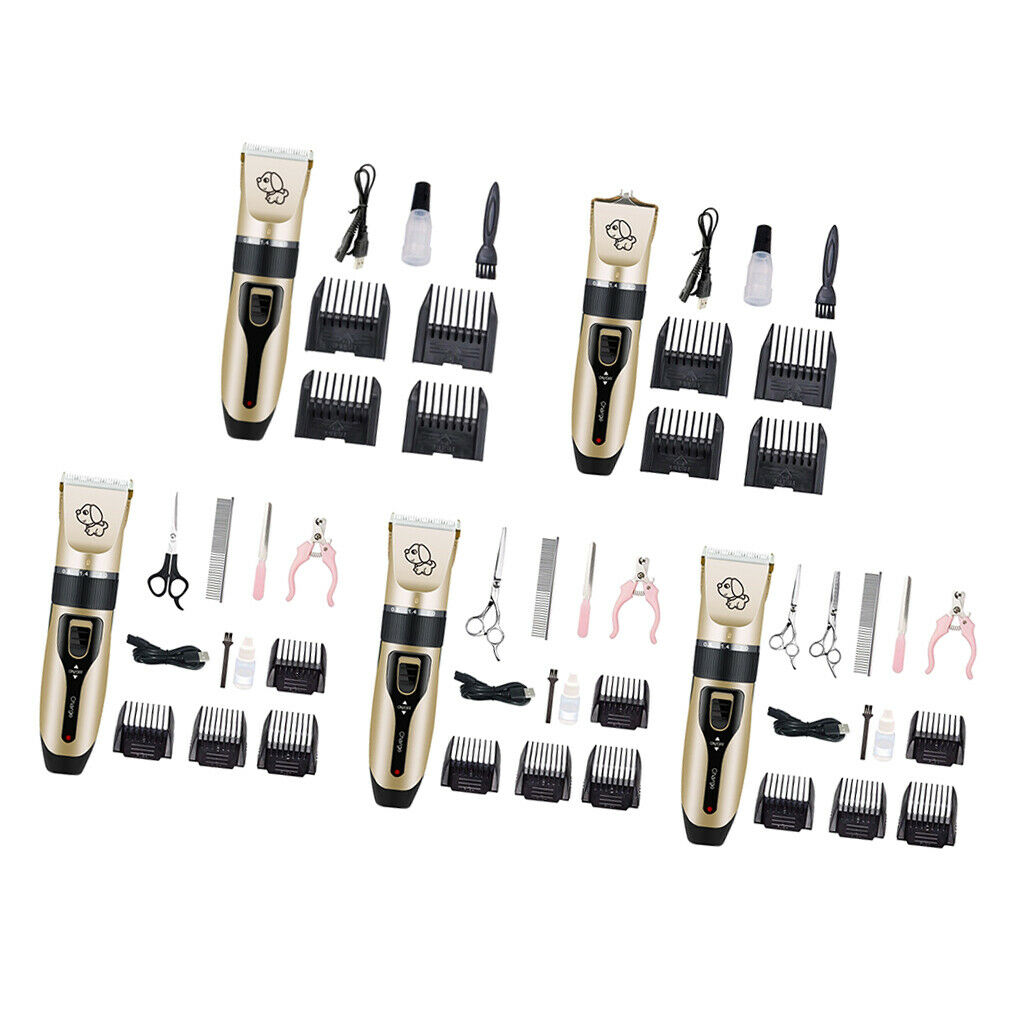 2 Set Low Noise Dog Shaver Clippers USB Dog Hair Trimmer 5-gear Blades