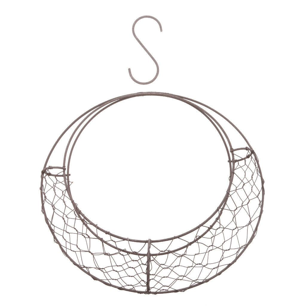 Iron Wire Wreath Frame Succulent Pot Metal Planter Plant Holder Decoration C
