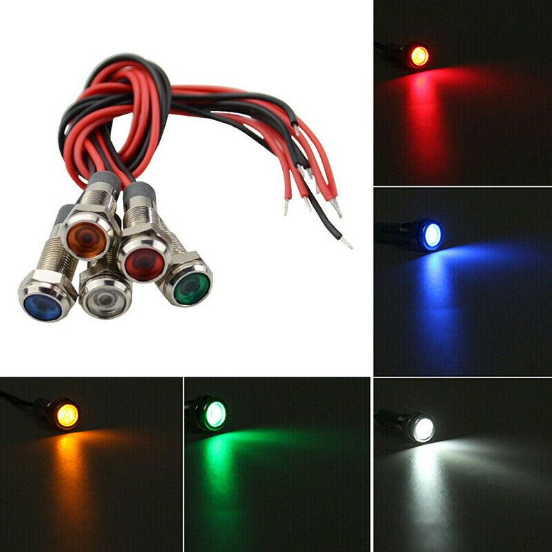 5x Car Boat 12V-24V 6mm LED Indicator Light Dash Dashboard Panel Warning .l8