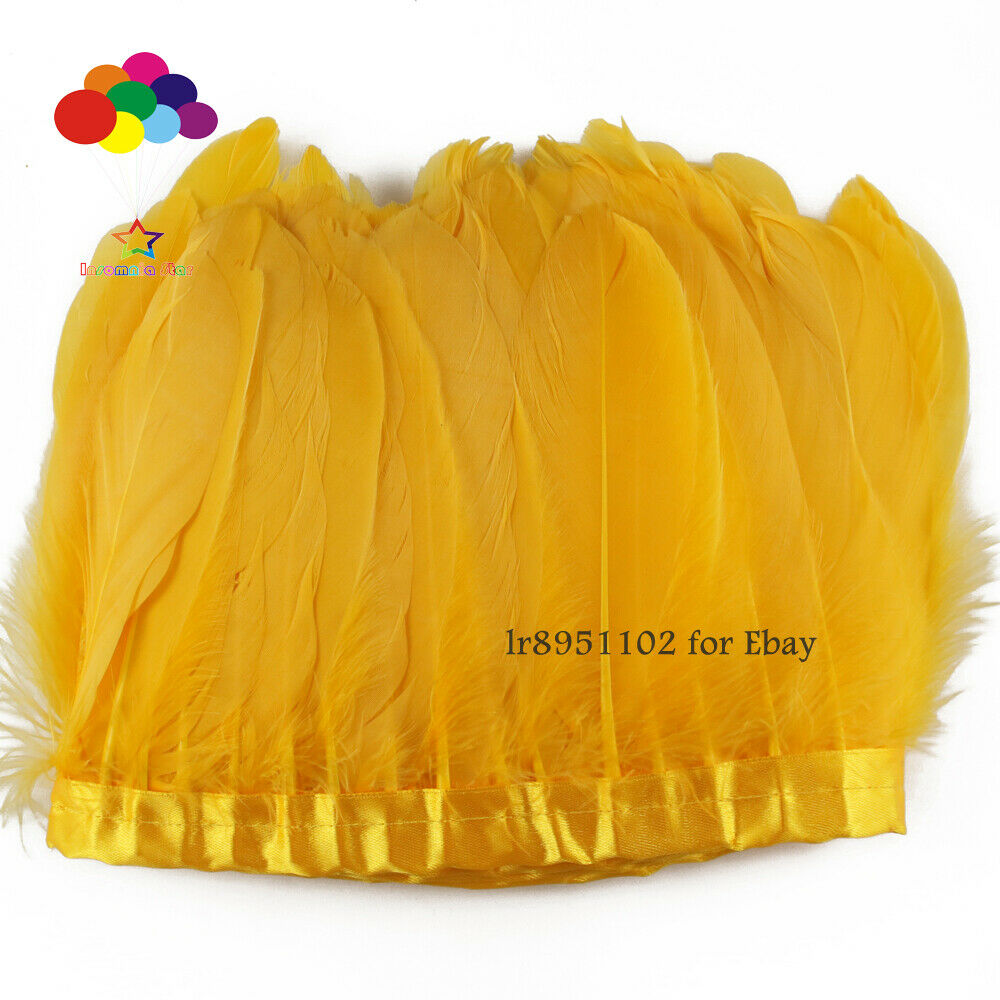New Color Curry Goose Feather Trims 2Meters/lot Dyed Geese Ribbons 15-18cm Party