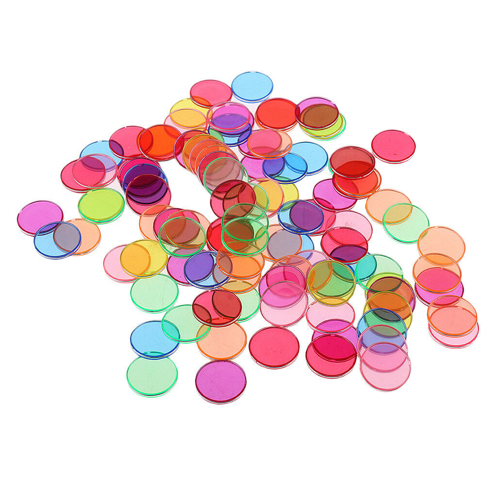 100x Plastic Round Chips Disc Metal Edge for Kids Educational Learning Toys