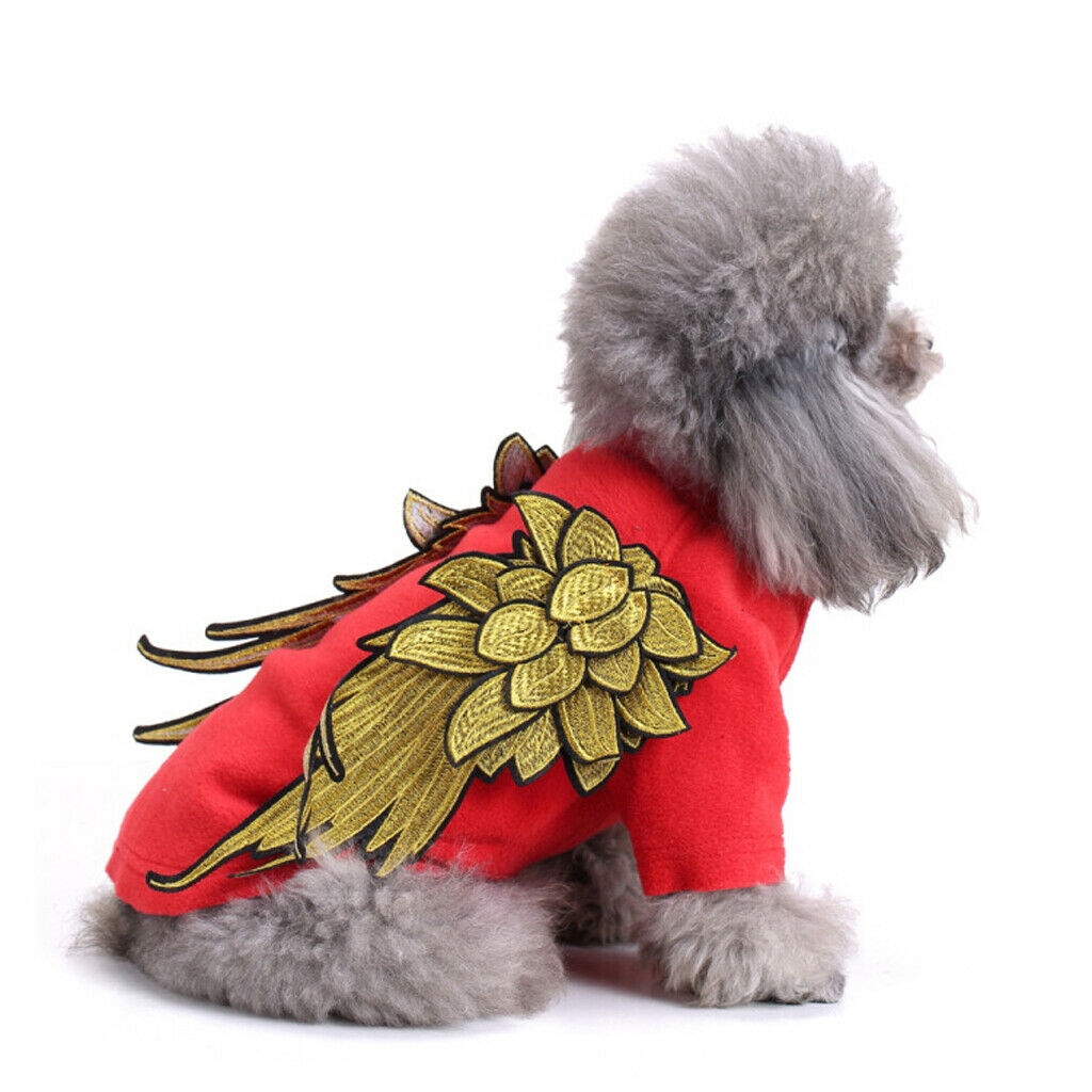 Angel Wings Pet Dog Cat Cotton Clothes Coat Autumn Winter Apparel Red S