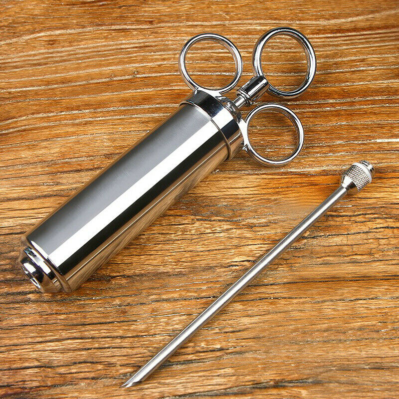 Kitchen Stainless Steel Turkey Meat Injector Needle Syringe Cooking Marinade New
