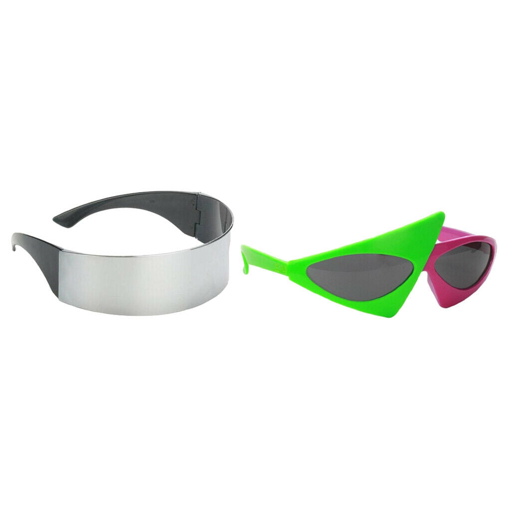 Futuristic Sunglasses Monoblock Shield Shade & 80s Asymmetrical Sunglasses
