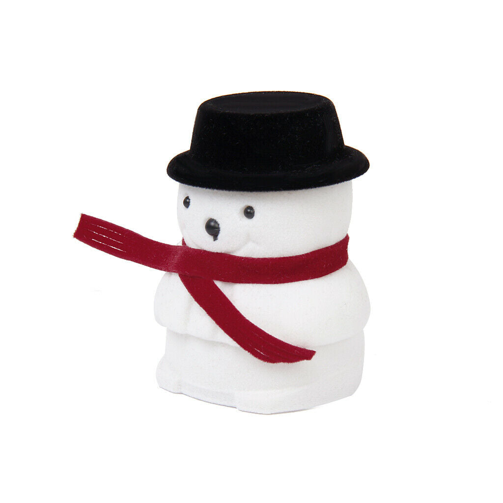 Small Xmas Snowman Santa Ring Earring Display Storage Gift Packing Box Black
