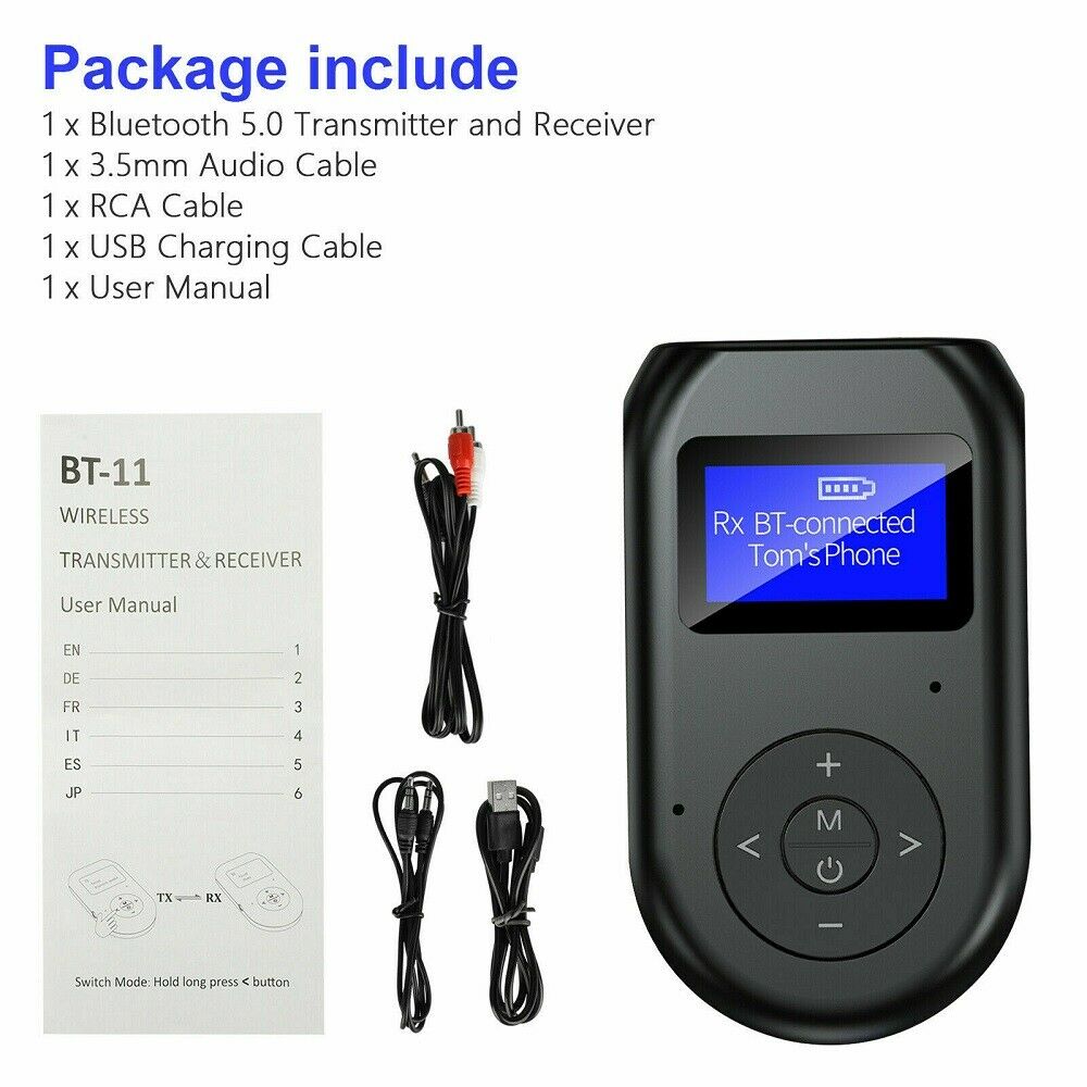 3In1 Bluetooth 5.0 Transmitter Receiver Wireless Audio 3.5mm Adapter For TV/PC