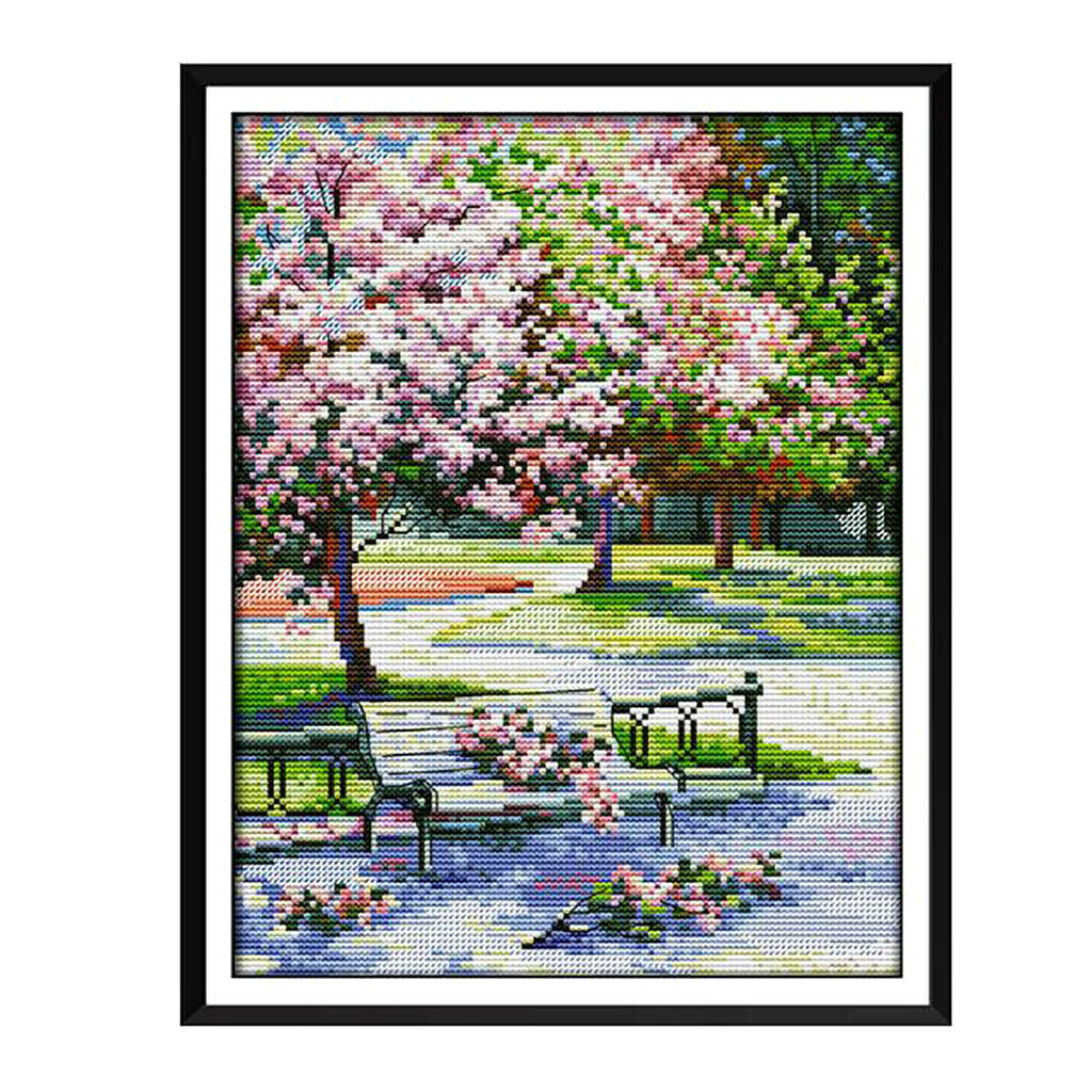 Stamped Embroidery Cross Stitch Kits Beginner Needlecrafts-Spring Scene 11CT