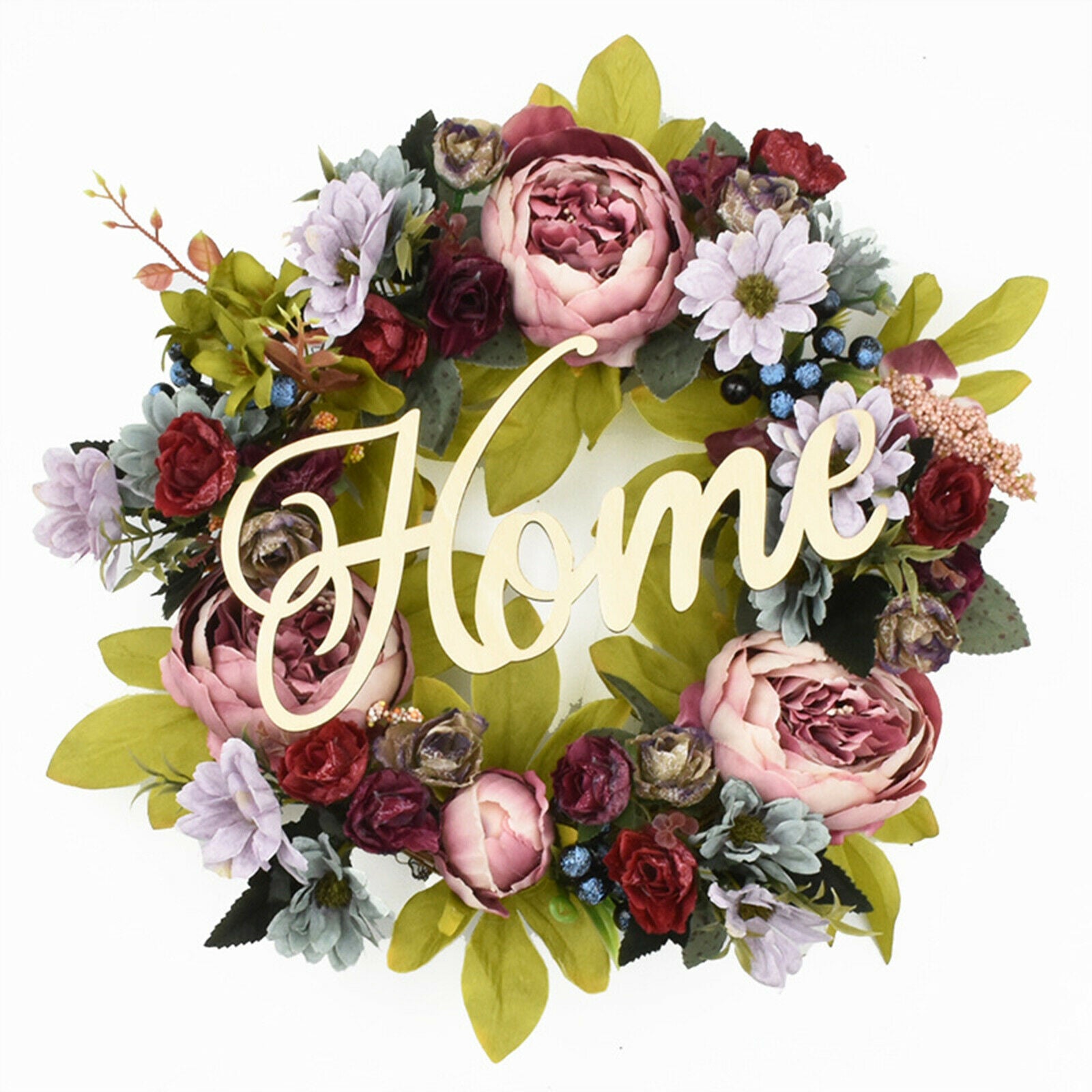 Artificial Flower Wreath 16inch Wreath for Festival Front Door Farmhouse