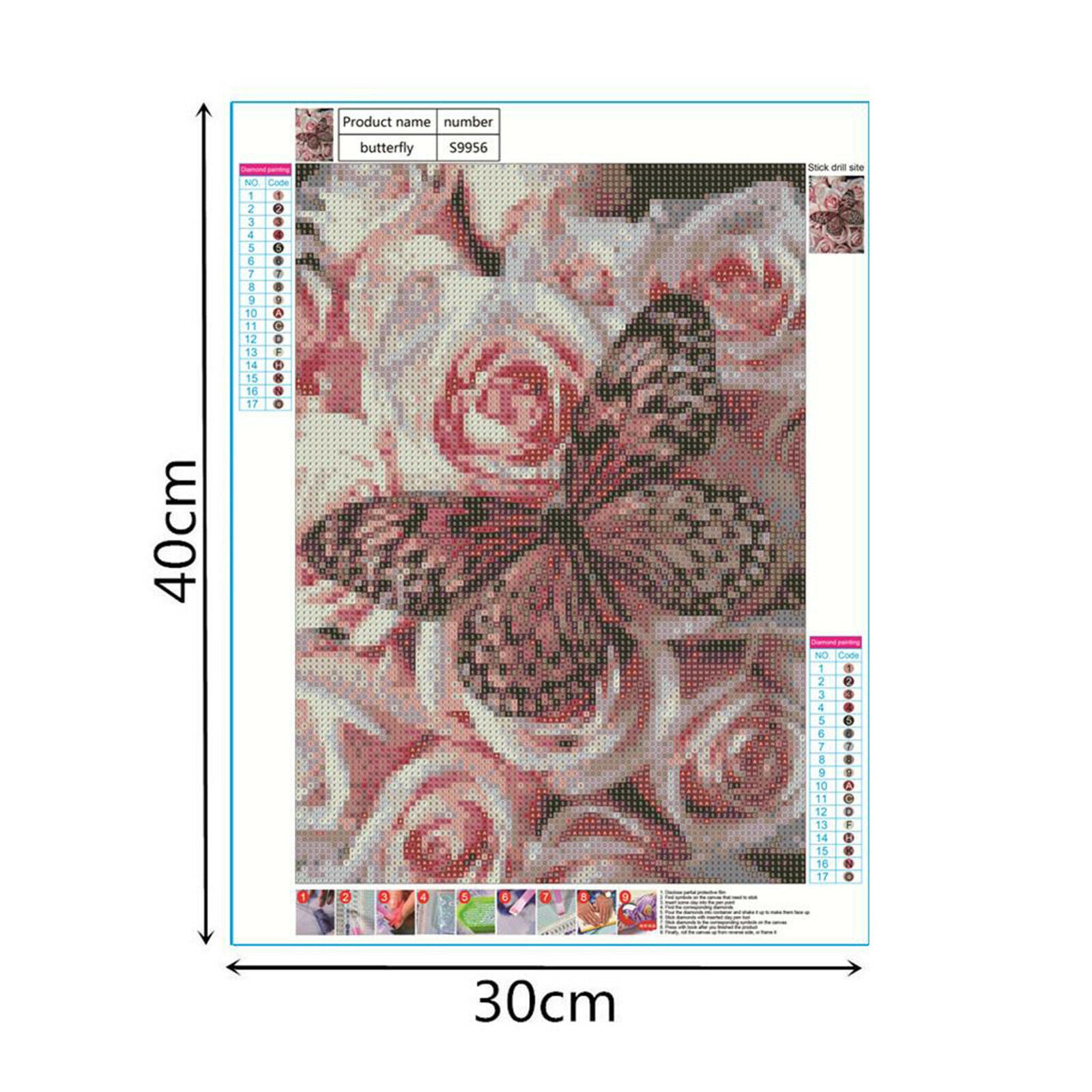 DIY 5D Diamond Painting Butterfly Full Drill Picture Supplies 11.8x15.8 inch