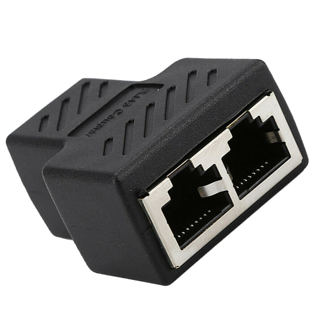 Splitter Adapter 1 to 2 Ways Female Port for CAT5/CAT 6 LAN Cable Black