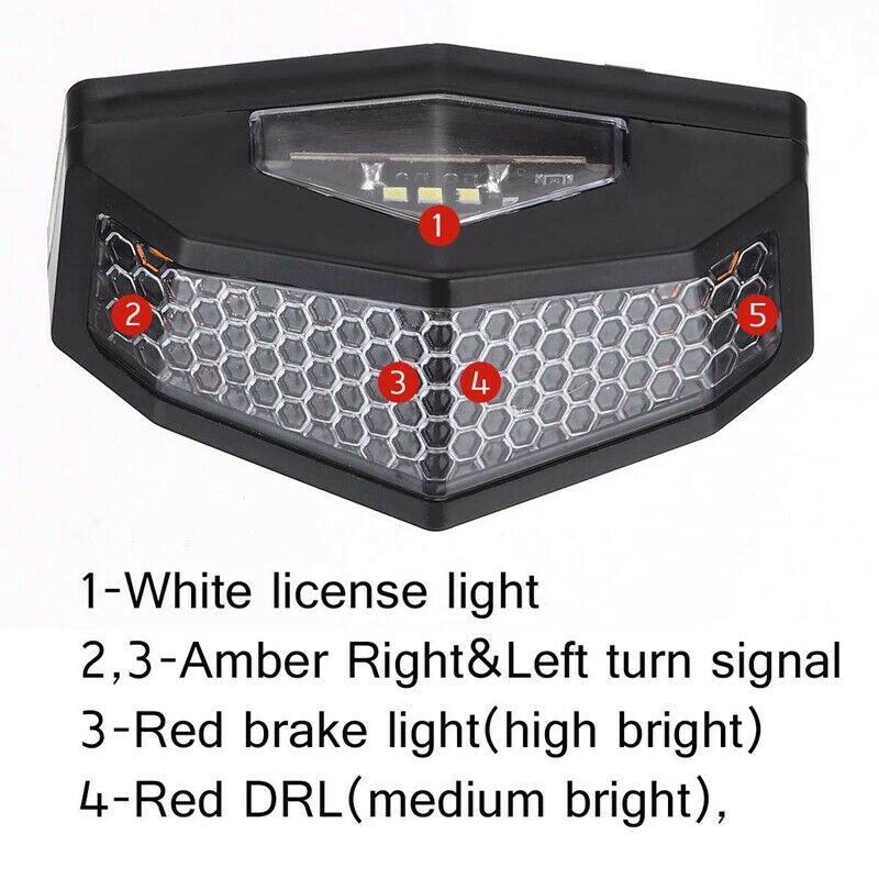 Universal 5 in 1 Motorcycle Rear Brake Light Stop Indicator Turn Signal Light A5