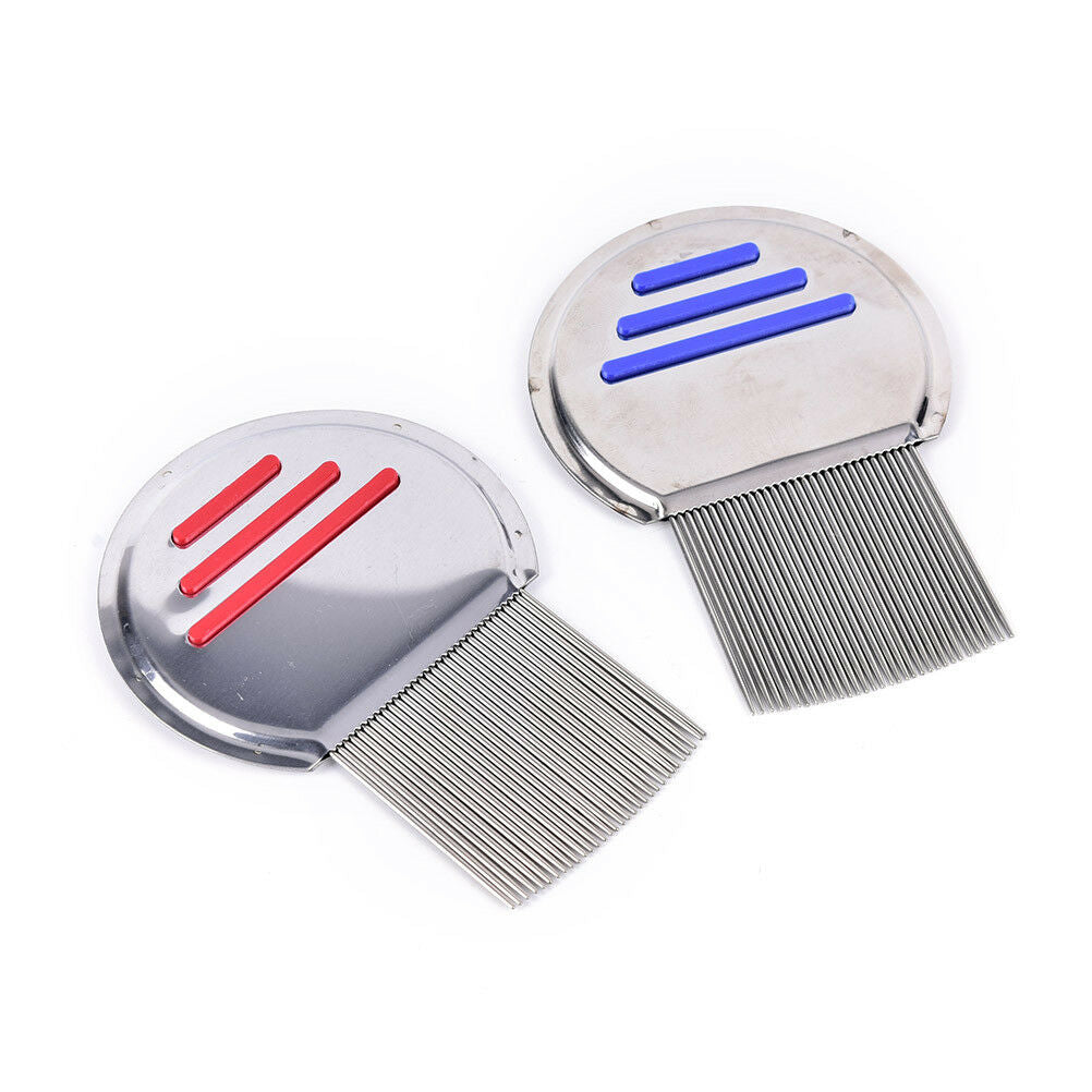 2 Colors Lice Nit Comb Get Down Removal Stainless Steel Metal Head and Tee J Fx