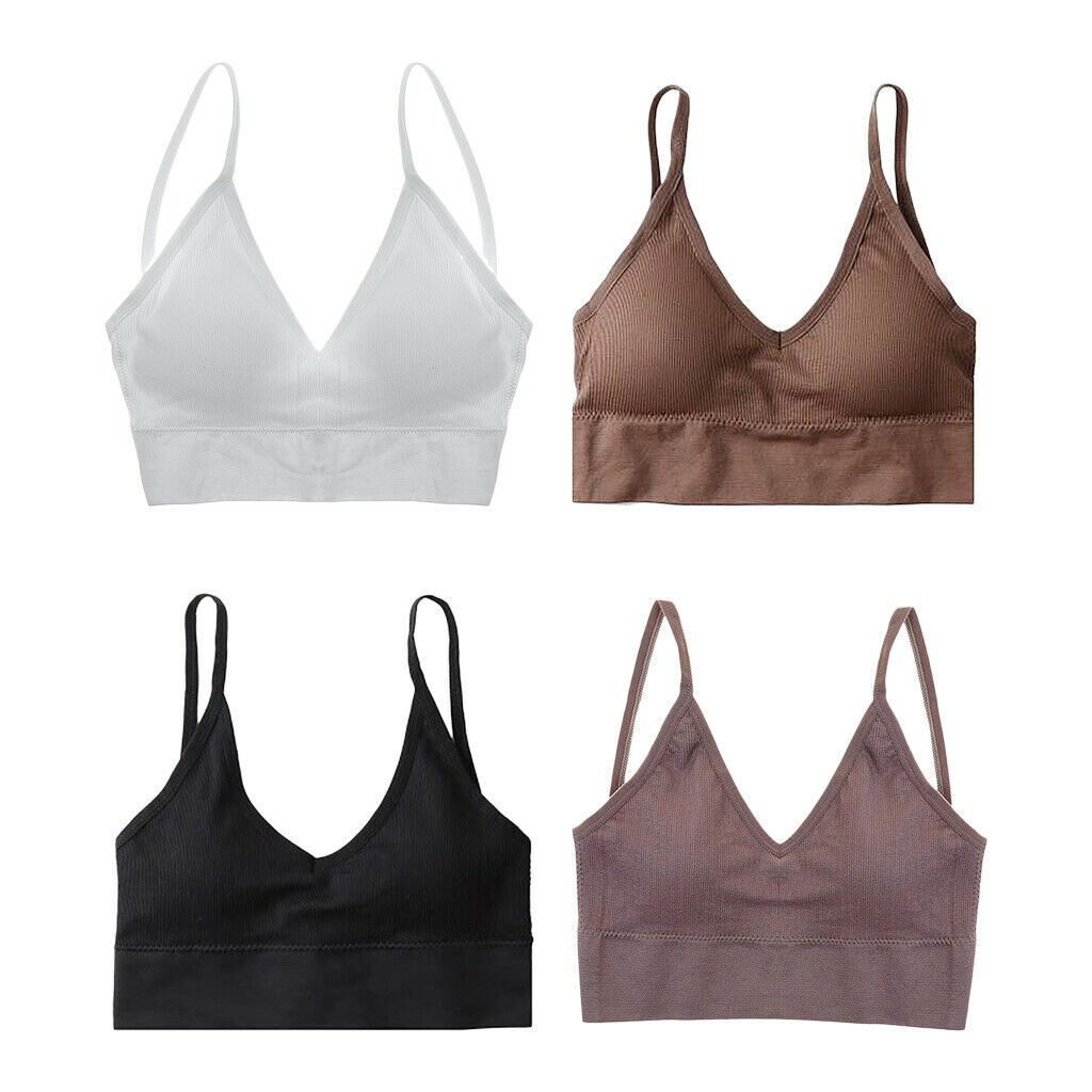 4pcs Women's Bralette Spaghetti Straps Bustier Camisole Tank Top Sport Bra