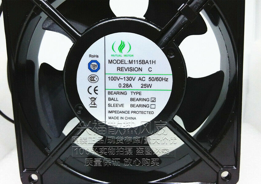 For MUTUALMOTOR M115BA1H 100-130V 0.28A 25W 12CM metal industrial cooling fan