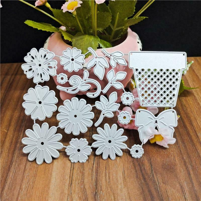 Flower Pot Metal Die Cuts Stencils Set DIY Scrapbooking Paper Crafts Cutting Die