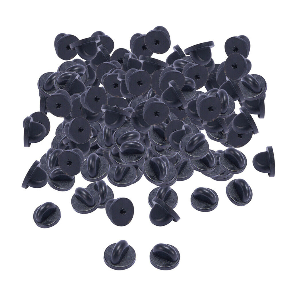 200   Black   PVC   Rubber   Pin   Backs   Replacement   Pin   Clutch   Backs