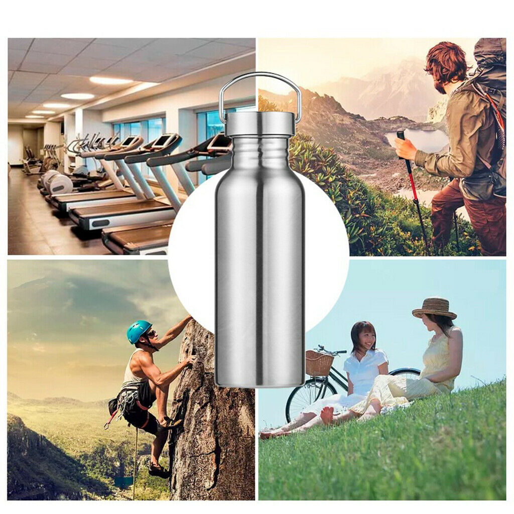 2 lot Solid Sports Water Bottle 750ml 25oz Stainless Steel Flask Bottles