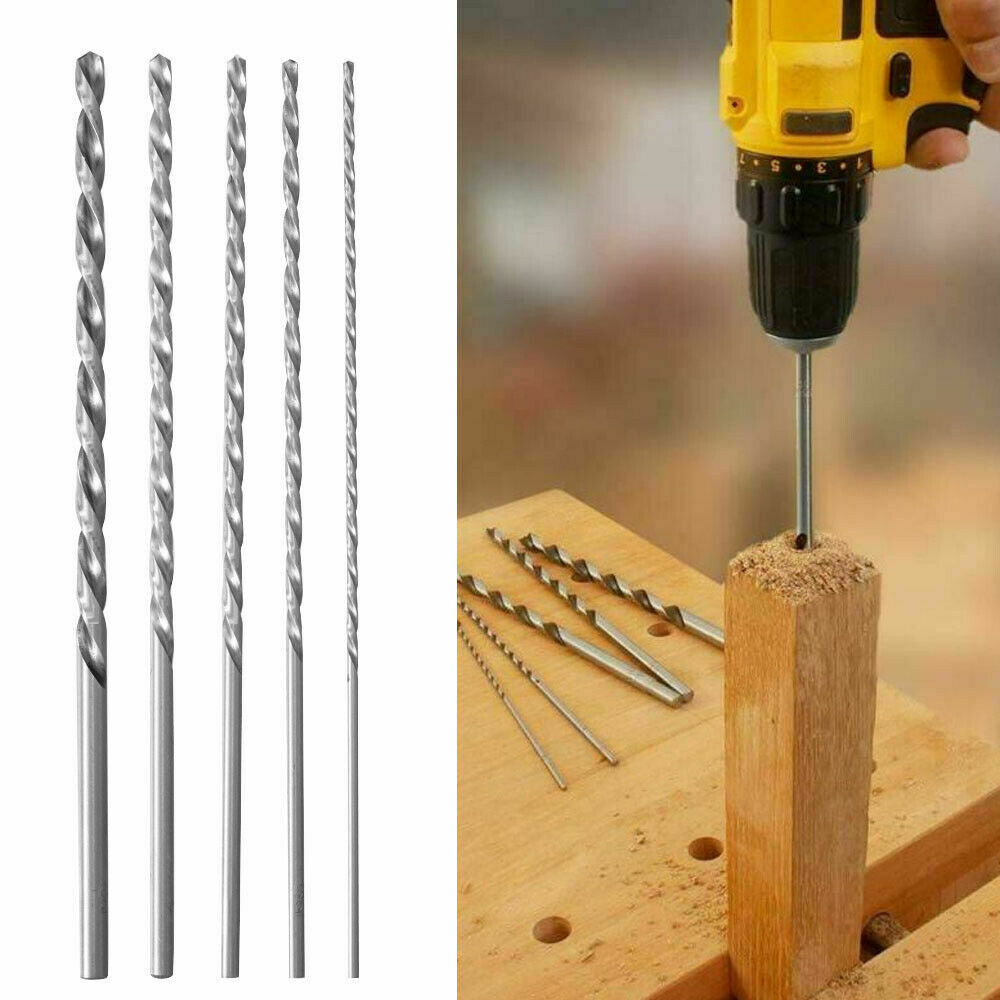 5x 160mm High Speed Steel Extra Long Twist Drill Bits Tool For Metal Drilling