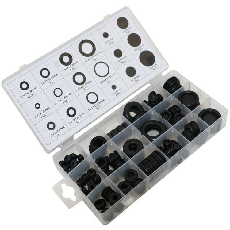125 Pcs Rubber Grommet Assortment Set Firewall Wiring Electrical Wire Gasket Kit