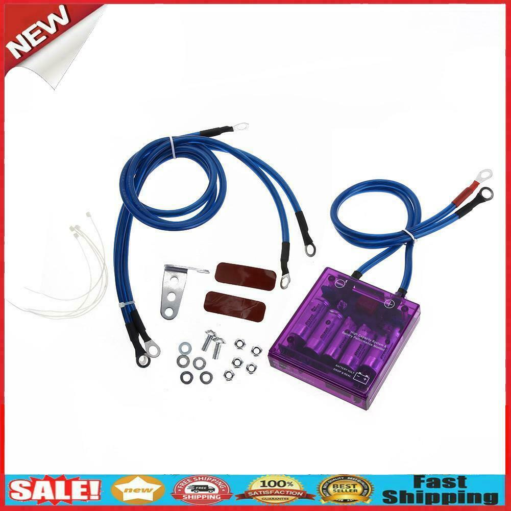 Digital Display Fuel Saver Grounding Voltage Regulator Stabilizer (Purple) @