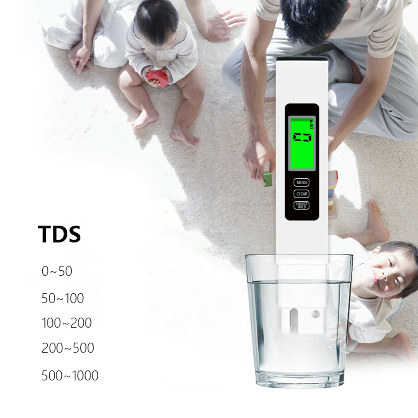 Drinking Water Tester 3 In 1 TDS Tester Pen 0-990ppm Multi-Function Meter