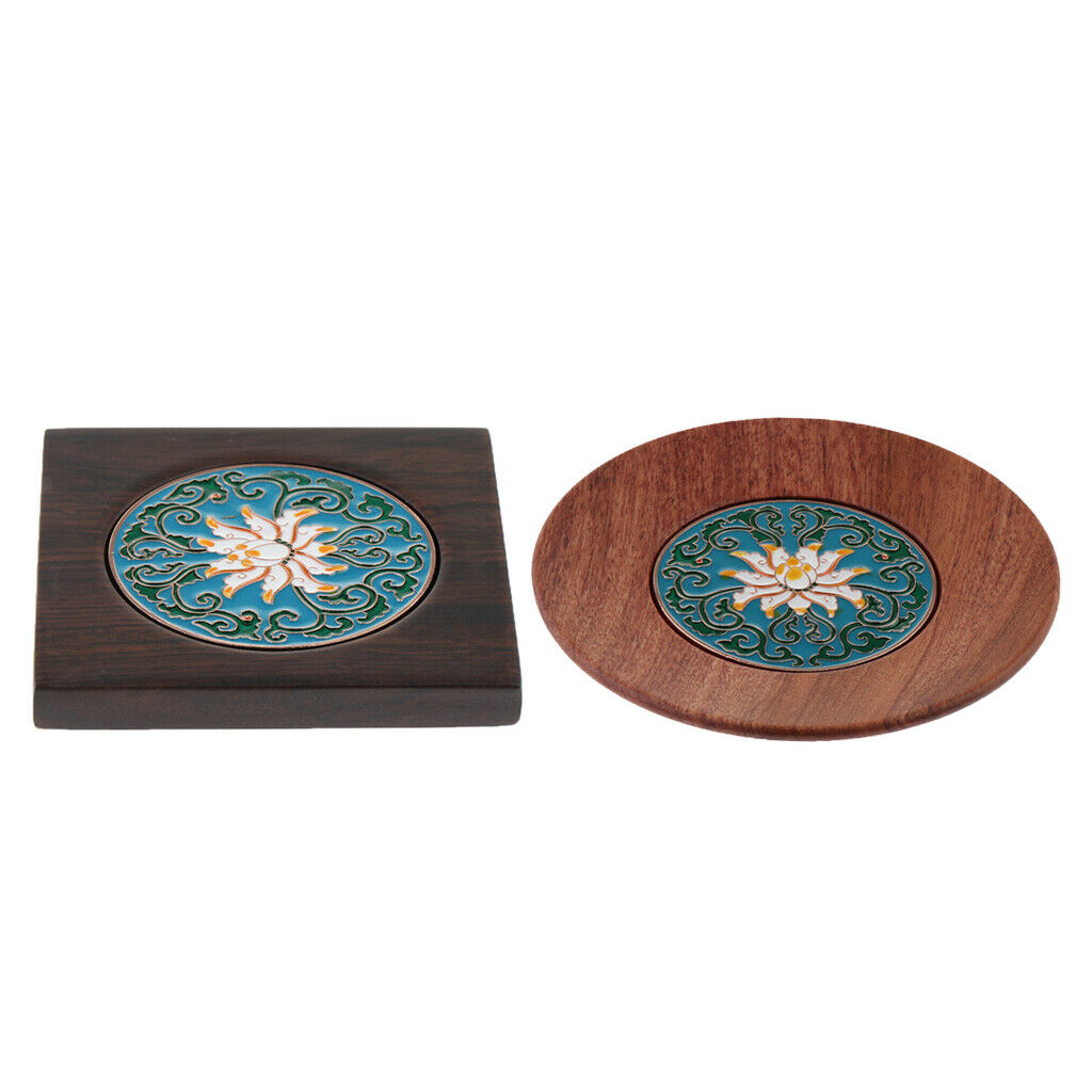 2 Pieces Wood Drink Coaster Mat Coffee Mug Place Mat Tea Cup Coaster Saucer