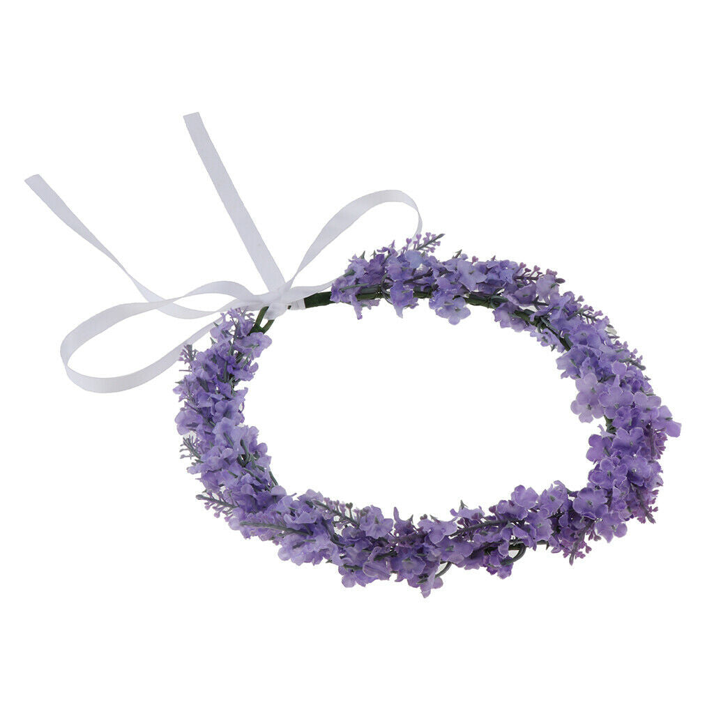 Lavender Crown Flowers Headband Headpiece Wedding Bridal Wreath Bright Purple