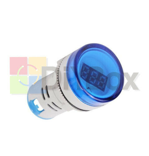 22mm AC 60-500V Digital Voltmeter Ammeter Blue LED Amp Volt Meter IP65 Durable