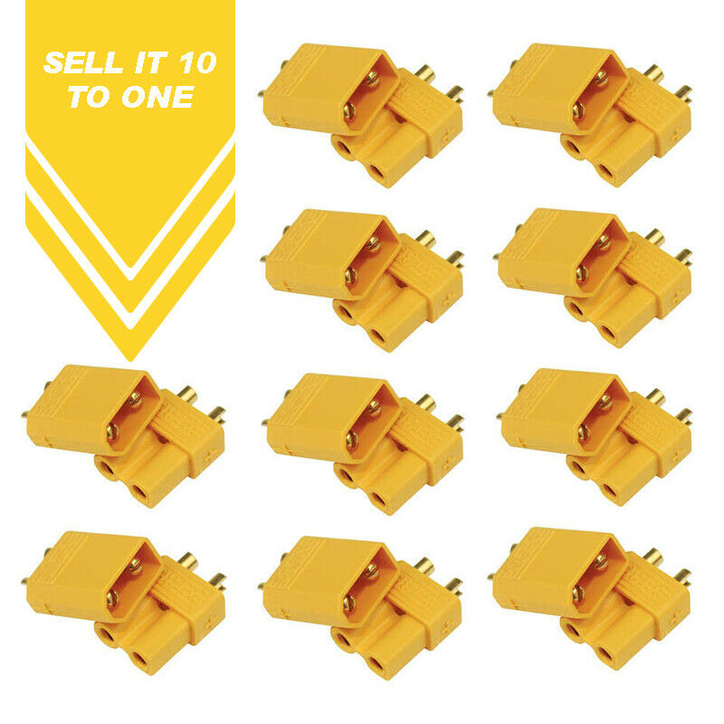 10 pair XT30 Male Plug Connector Adapter + Shrink Tube Upgrade For RC FPV Lipo