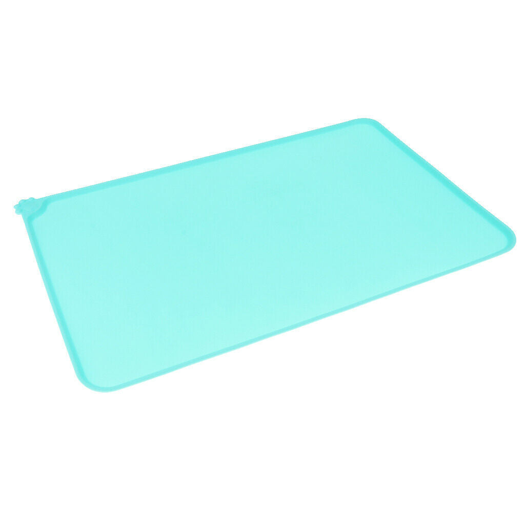 Pet Dog Feeding Mat Rectangle Silicone Dish Bowl Food Water Placemat  Green
