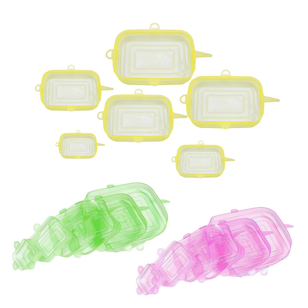 4 Set Green Reusable Silicone Stretch Seal Lids Cup Bowl Covers Fresh-Care