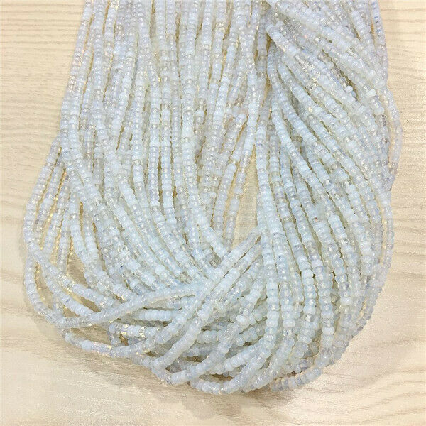 1 Strand/160Pcs 4x2mm White Opal Faceted Rondelle Abacus Spacer Beads DIY HH512