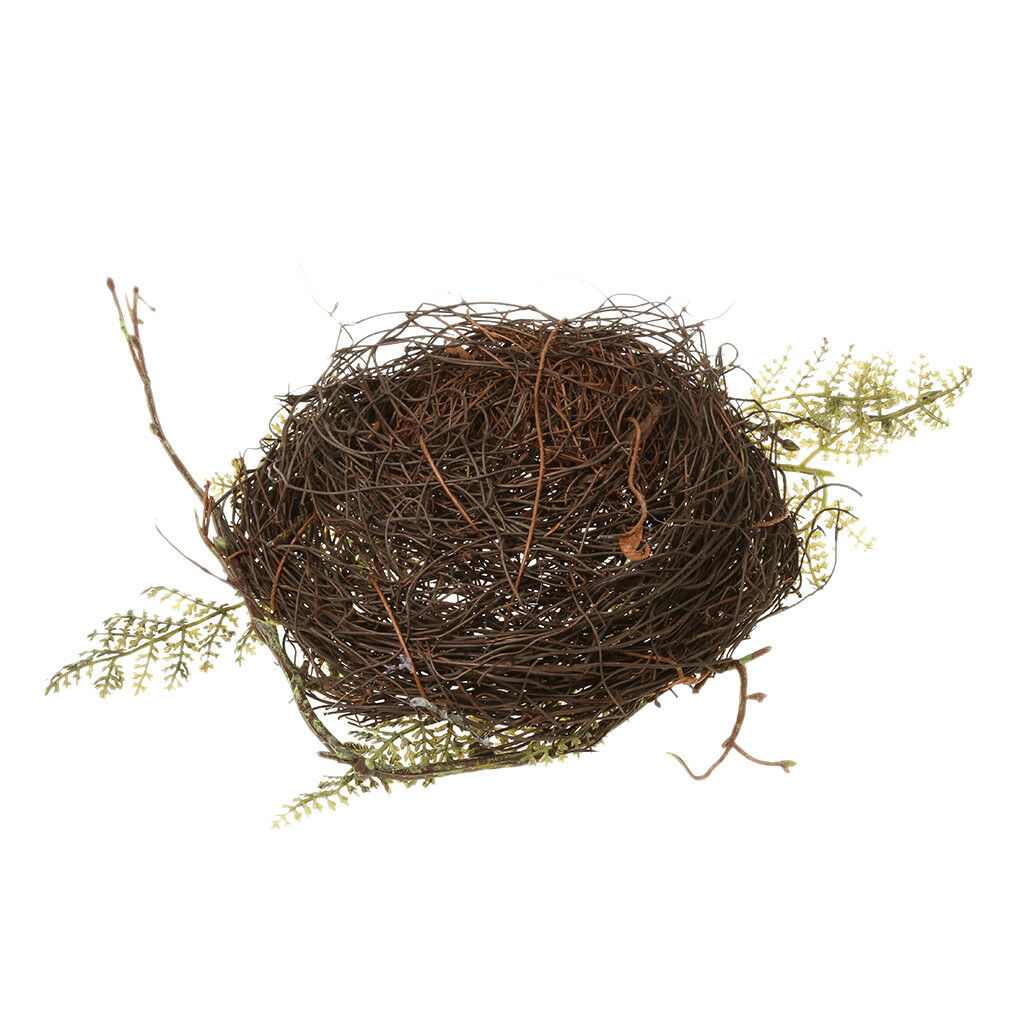 Bird Nest House Home 2Pcs Artificial Birds 5pcs White Eggs set Garden Decor