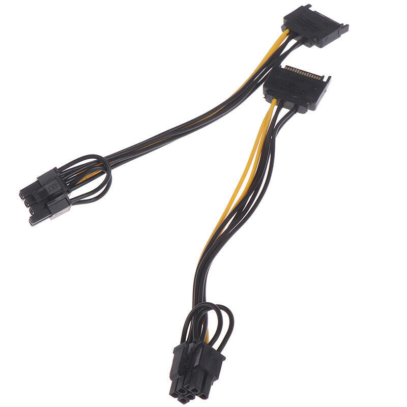 2pcs 15pin SATA Cable Male to 8pin(6+2) PCI-E Power Cable 20cm for Graphi.l8