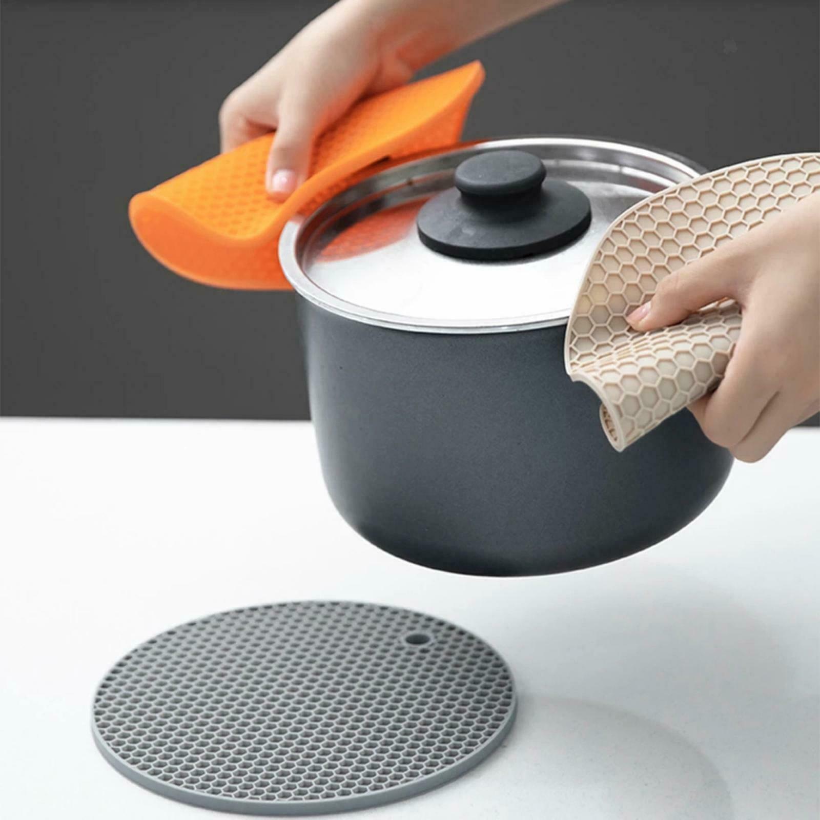 4 Pack Premium Silicone Trivet Mat Heat Resistant Pot Holder Protector