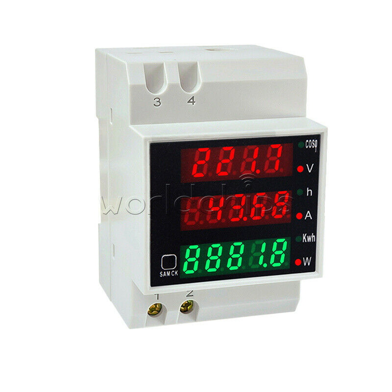 D52-2047 DIN Rail Type Digital  AC Voltmeter Ammeter Power Meter AC 80-300V 100A