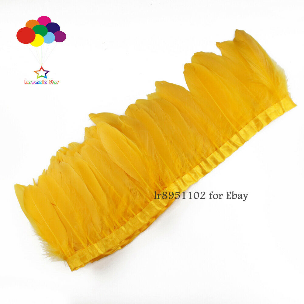 New Color Curry Goose Feather Trims 2Meters/lot Dyed Geese Ribbons 15-18cm Party