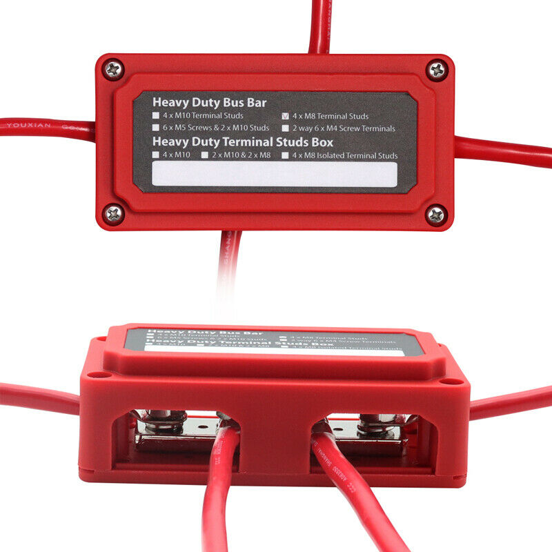 300A Module Power Distribution Block Busbar Box with 4X M8(5/16") Terminal Studs