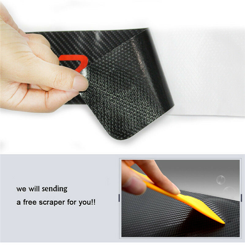 4Pcs Black Carbon Fiber Look Car Door Plate Scuff Sill Cover Protector Stickers