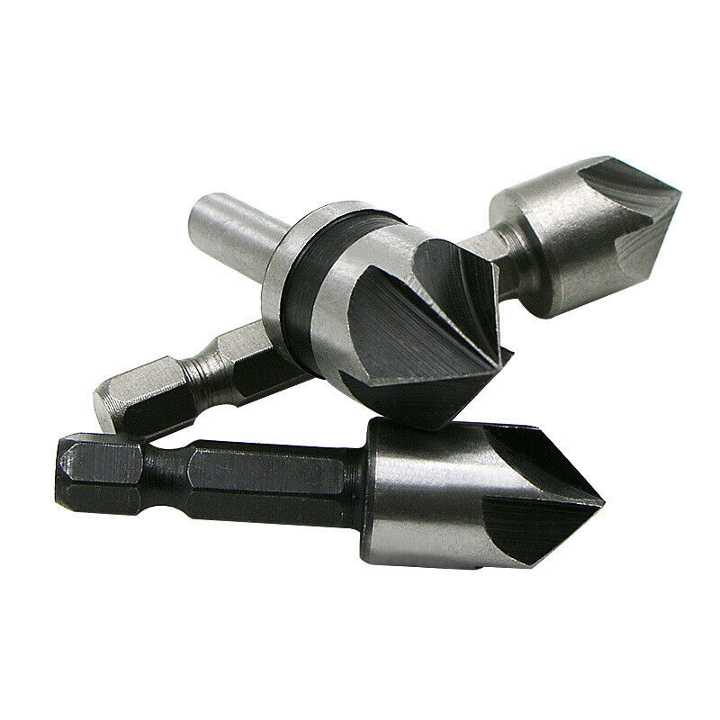 5PC COUNTERSINK TOOL BIT SET COUNTER SINK FOR STEEL METAL WOOD PLASTIC ALUMINUM