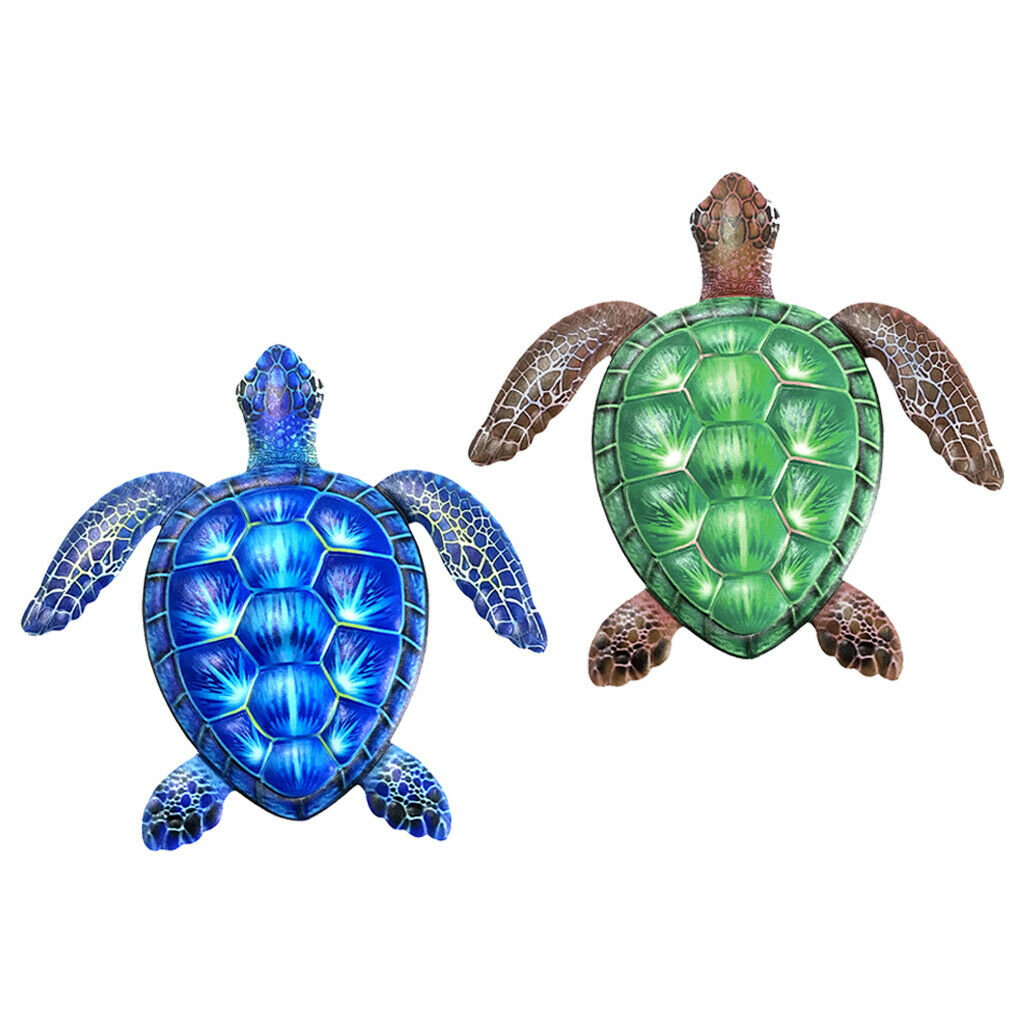 2Pcs Iron Art Sea Turtle Metal Wall Hanging Animal Ornament for Home Bedroom
